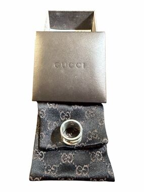 Gucci Vintage Tom Ford Sterling Silver Stencil Cutout G Ring Size 6.5 Full Box